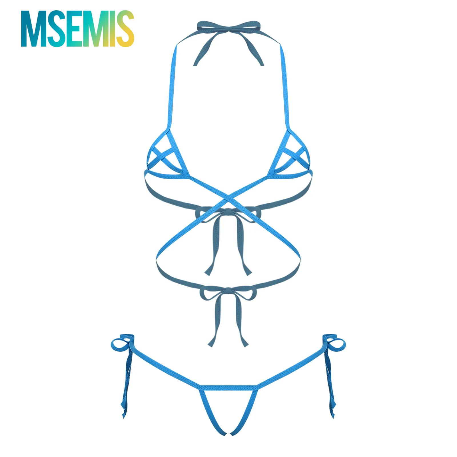 Lace Bralette Set - Womens Lingerie See Through Bikini Swimwear