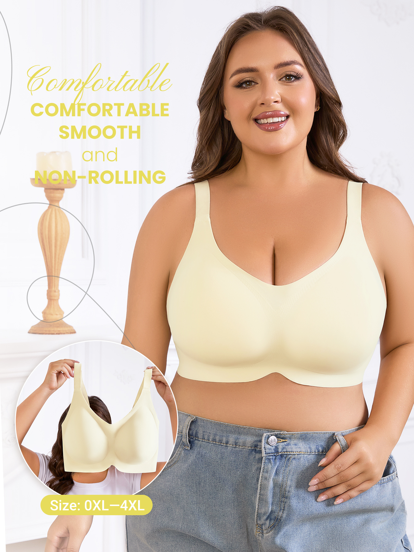 Wirefree Bra Comfort - Plus Size Women Solid Color Daily