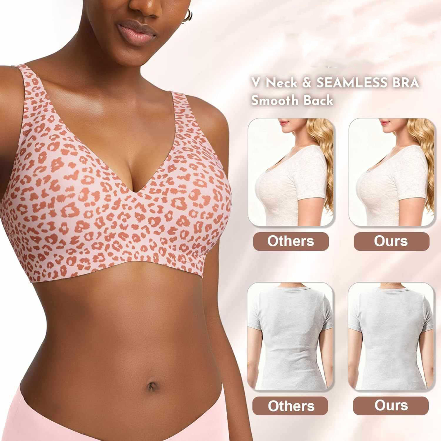 Women's Seamless Pink Leopard  - Minimizer Bra Women review and price