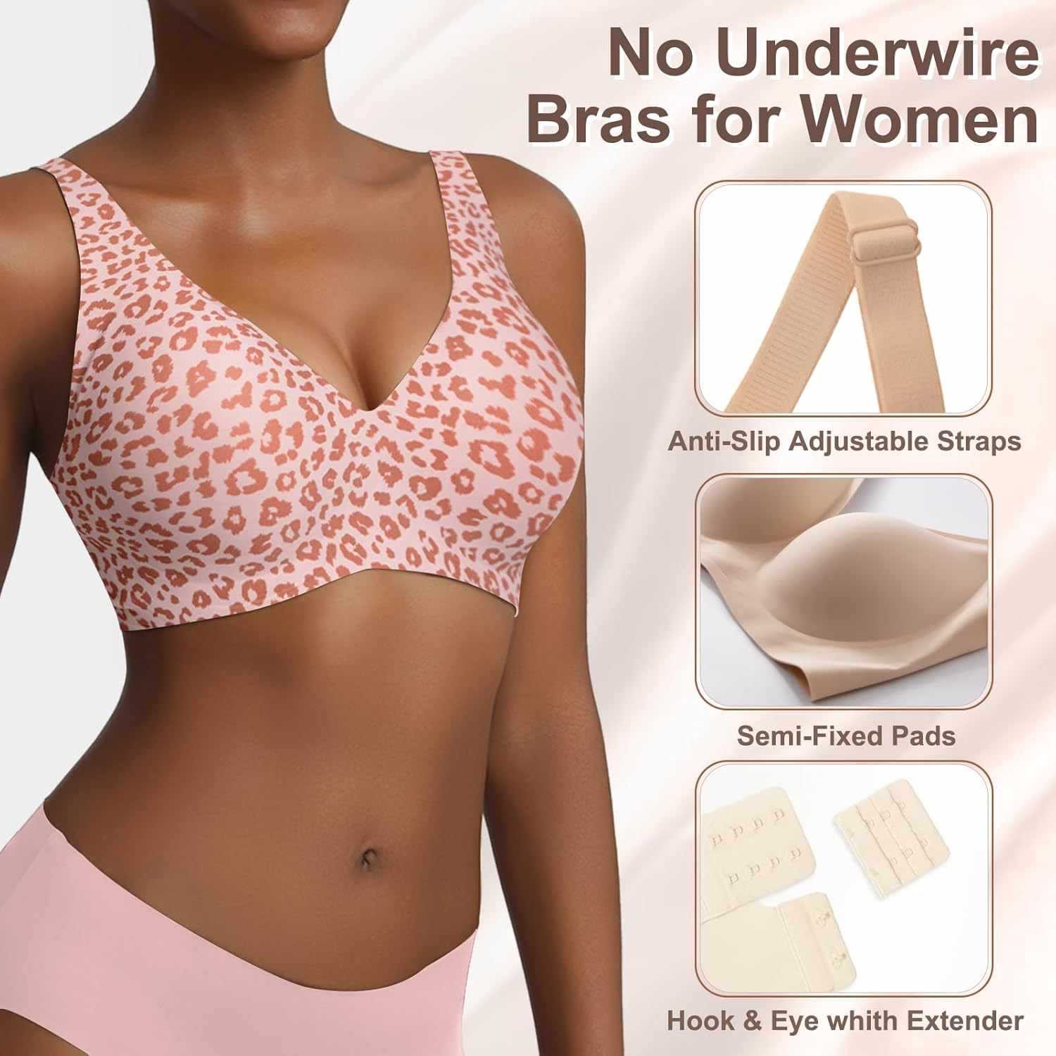 Women's Seamless Pink Leopard  - Minimizer Bra Women review and price