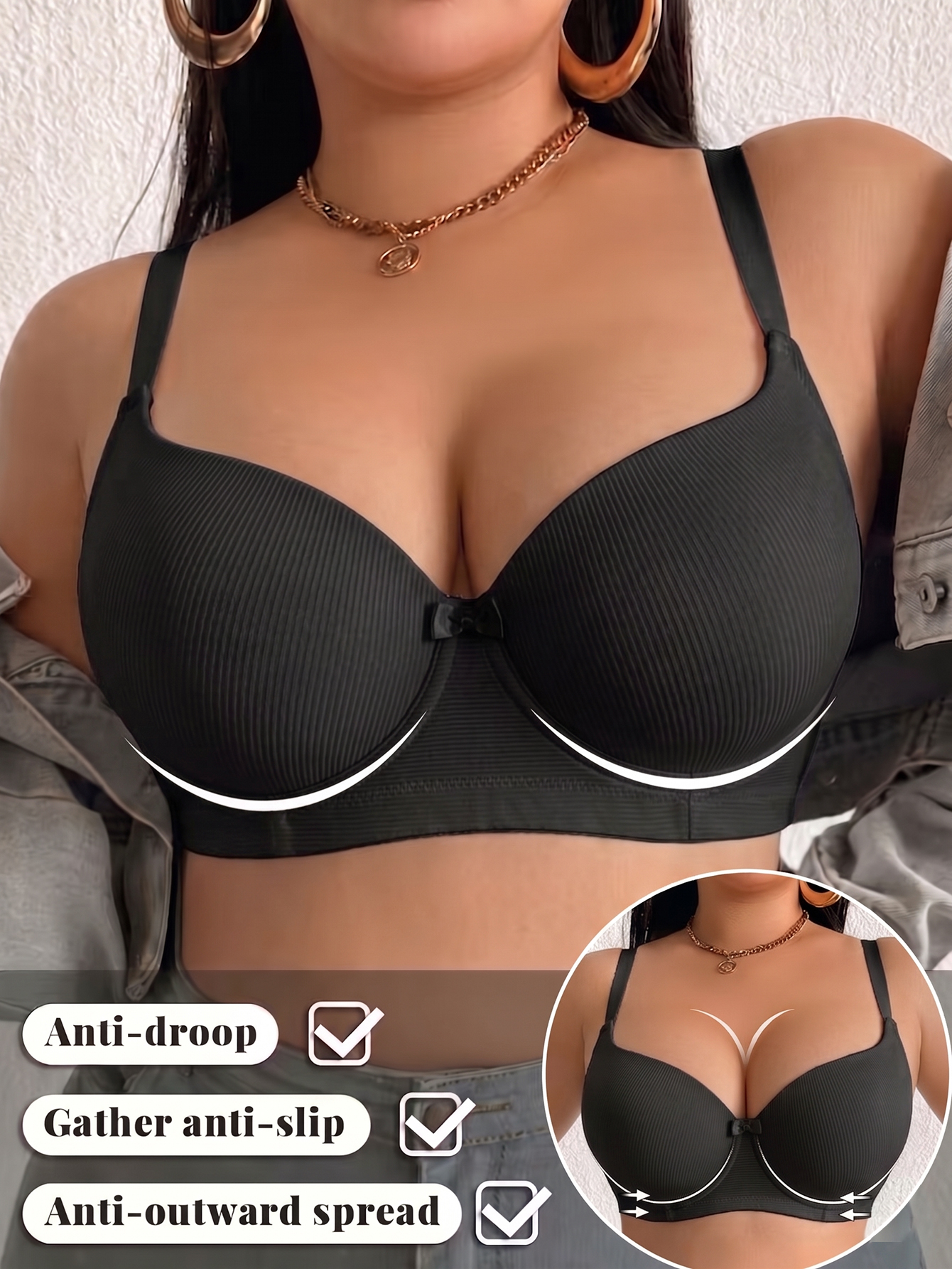 Plus Size Women Bra Thin Cup U - Underwire Bra Padded review and price