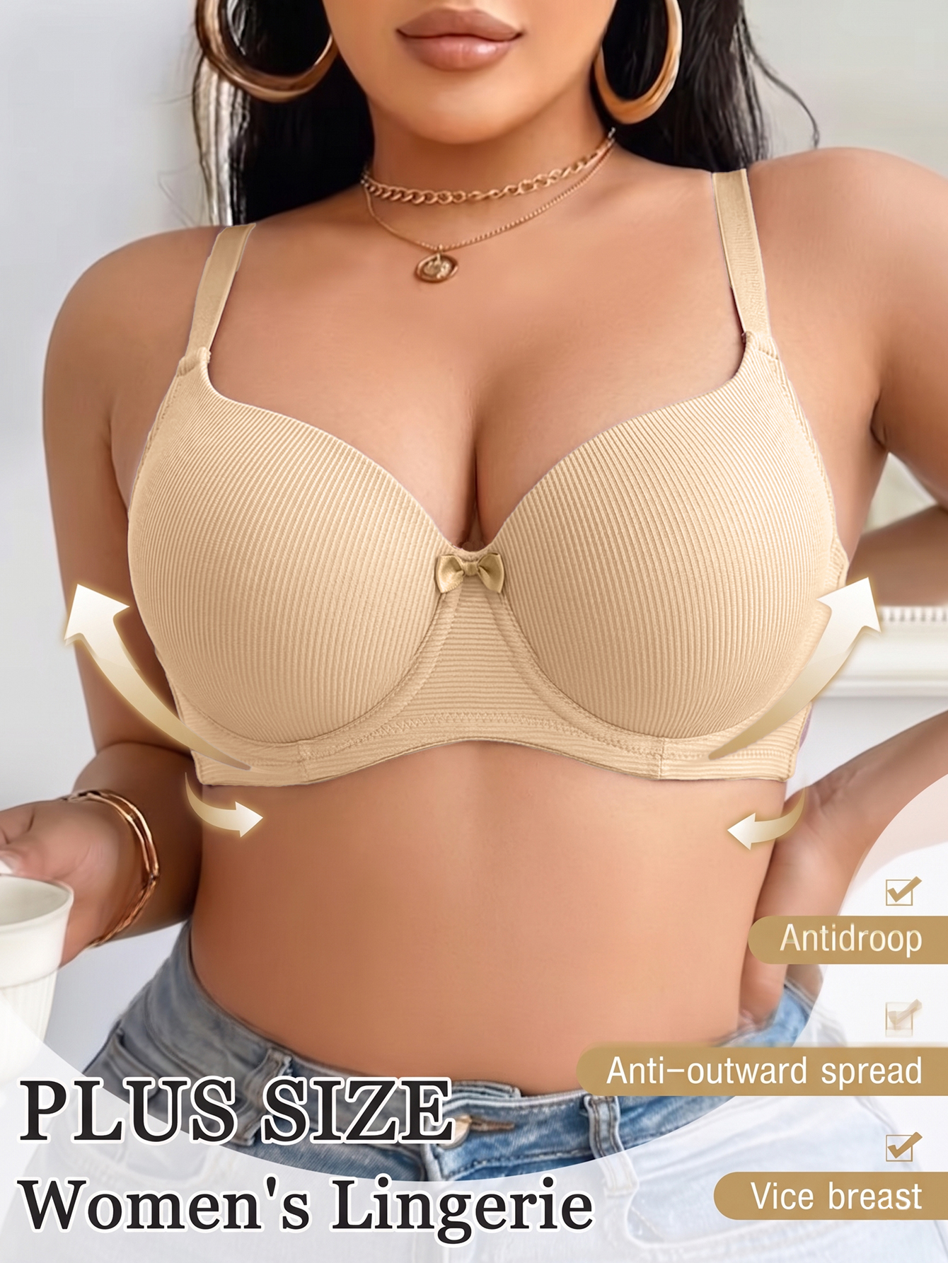 Plus Size Women Bra Thin Cup U - Underwire Bra Padded review and price