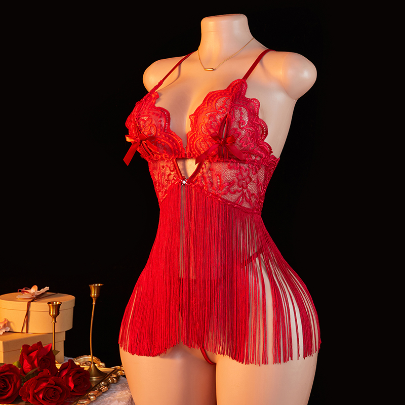 Transparent Lace Women Red Str - Lace Bralette Set review and price