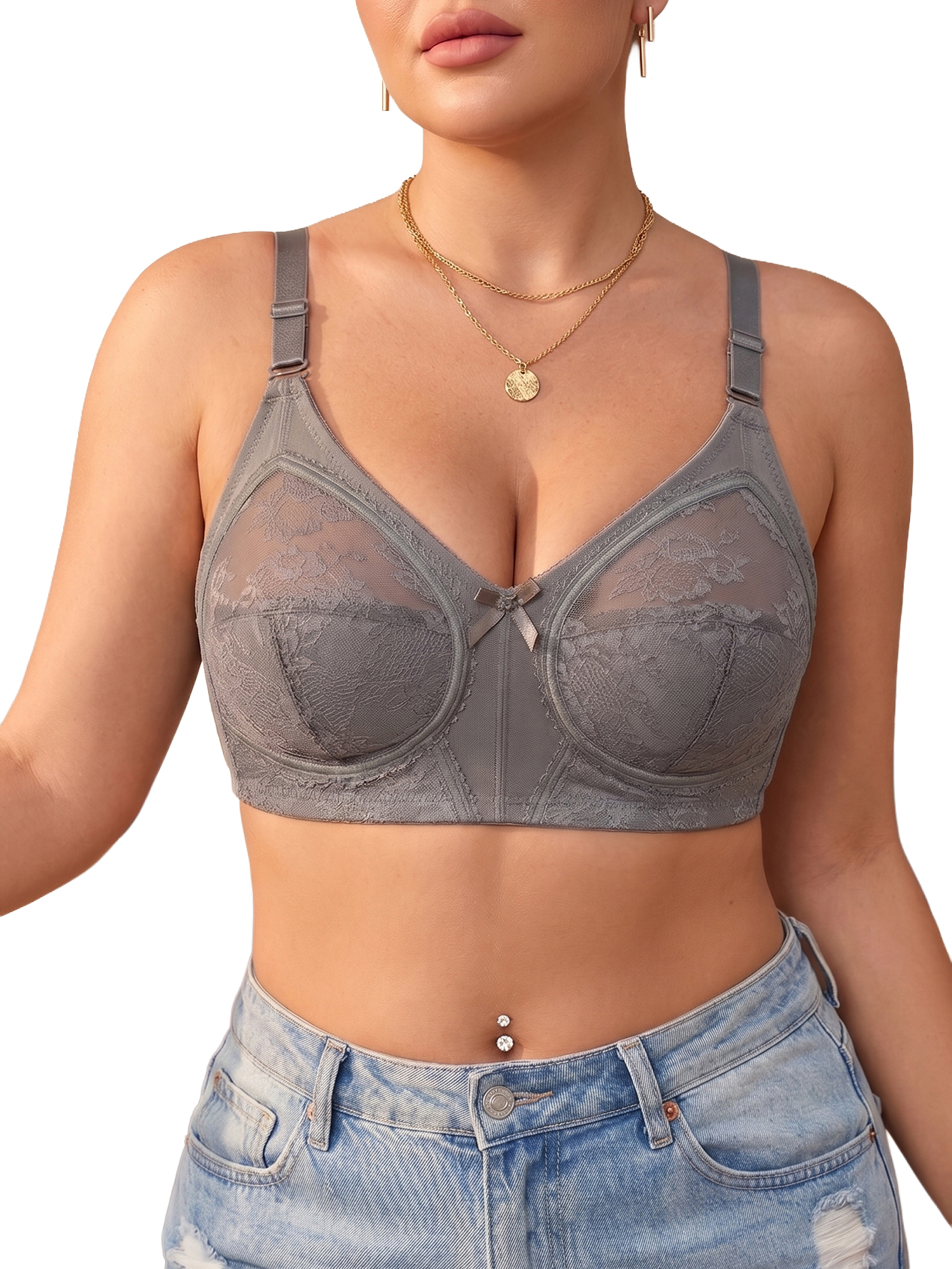 Women Plus Size Wireless Lace  - Full Coverage Bra review and price