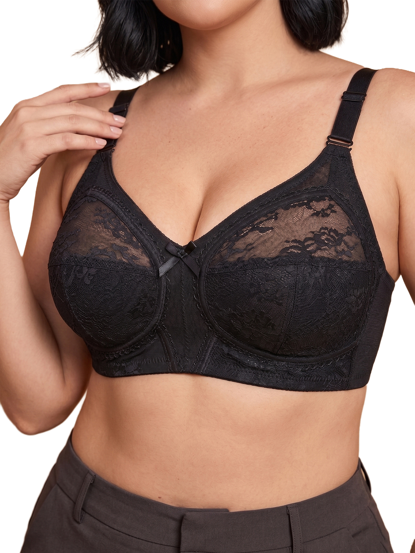 Women Plus Size Wireless Lace  - Full Coverage Bra review and price