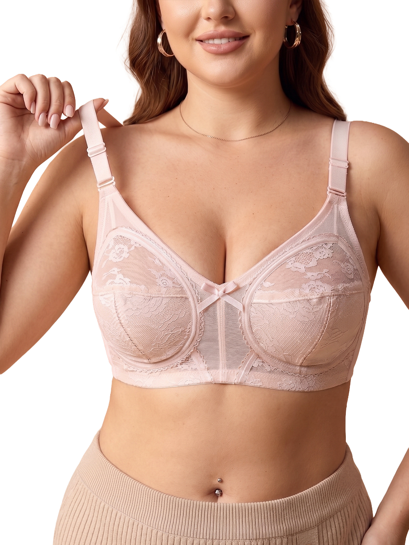 Women Plus Size Wireless Lace  - Full Coverage Bra review and price