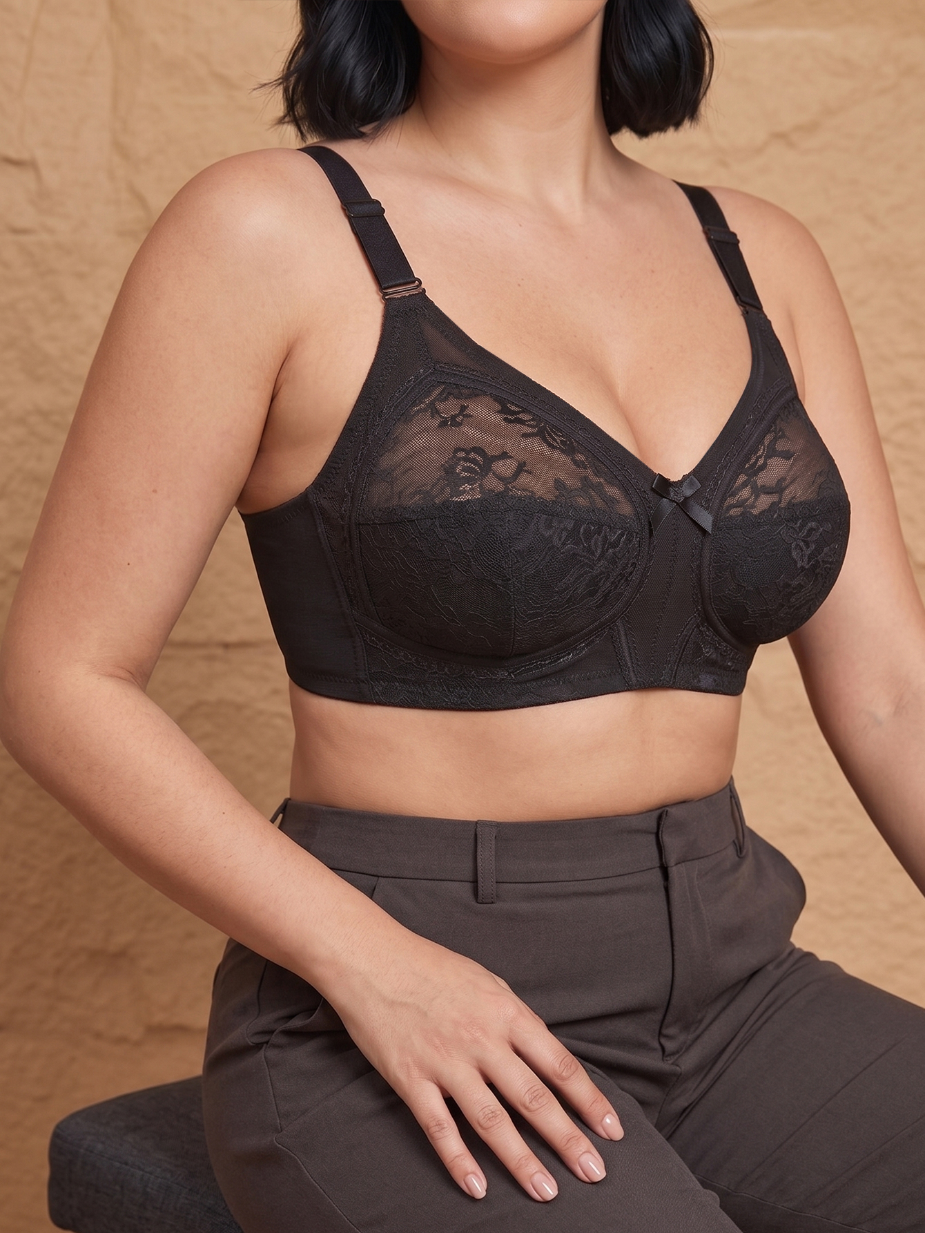 Women Plus Size Wireless Lace  - Full Coverage Bra review and price