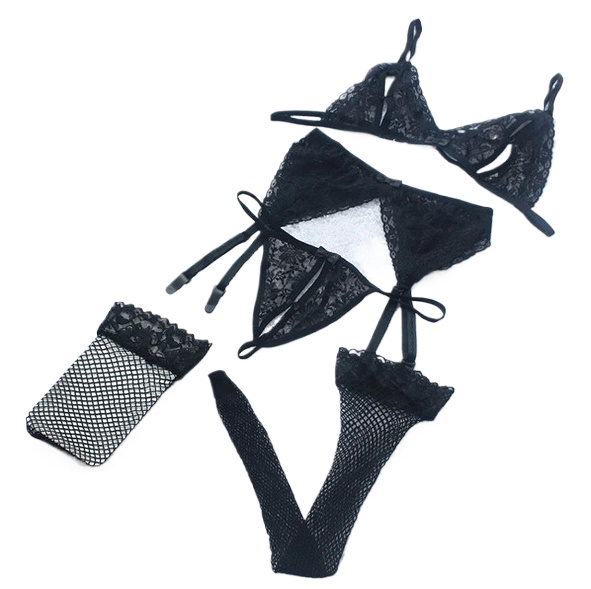 Lace Women Lingerie Set 4 Pcs  - Lace Bralette Set review and price