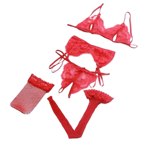 Lace Women Lingerie Set 4 Pcs  - Lace Bralette Set review and price